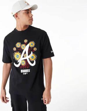 New Era Atlbraves MLB Floral Logo Oversized T-shirt Schwarz