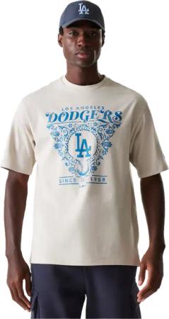 New Era MLB Los Angeles Dodgers Floral Graphic Oversized T-shirt Beige