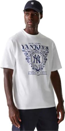 New Era MLB New York Yankees Floral Graphic Oversized T-shirt Weiß