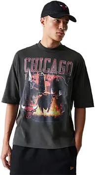 New Era NBA Washed Graphic Chicago Bulls T-shirt Grau