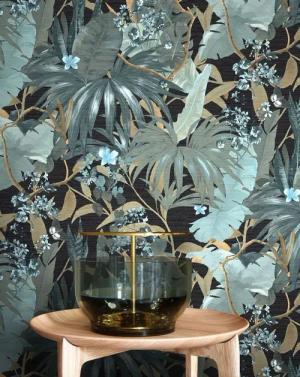 Newroom Vliestapete Santino Tapete Dschungeltapete Dschungel,Blumen,Blätter, Türkis Tapete Floral Dschungel - Blumentapete Mustertapete Schwarz Beige Tropisch Modern Blumen Blätter für Büro Diele/Flur Schlafen, Blumentapete