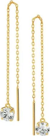 NICEANDnoble Paar Ohrhänger Durchzieher Ohrhänger 585er Gelbgold mit Zirkonia, Goldschmuck für Damen