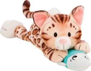 Nici Kuscheltier Homies GREEN, Katze Bengal & Fisch 30 cm liegend