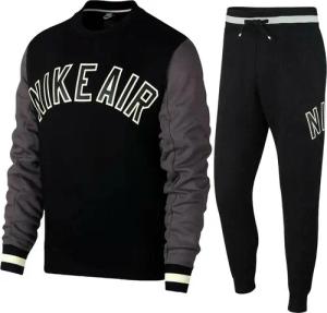 Nike Air Fleece Full Crewneck Trainingsanzug Set Schwarz