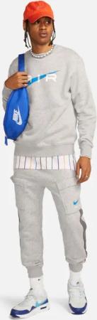Nike Air Herren Fleece BB Crewneck Trainingsanzug in Grau