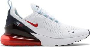 Nike Air Max 270 Turnschuhe, Weiß/Chile Rot-Midnight Navy