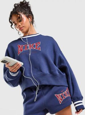 Nike Classics Graphic Phoenix Oversized Crew Sweatshirt - Damen, Blau