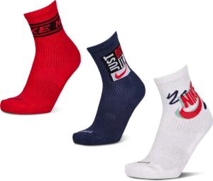 Nike Everyday Cushioned Crew 3 Pack Unisex Socken - Rot - Größe 38 - 42