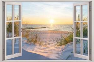 nikima Wandtattoo 153 Wandtattoo Fenster - Ostseestrand Maritim - Größe 750 x 500 mm (PVC-Folie), in 5 vers. Größen