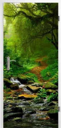 nikima Wandtattoo TB-02 selbstklebendes Türbild – Waldweg (PVC-Folie), 0,9 x 2 m selbstklebende Folie