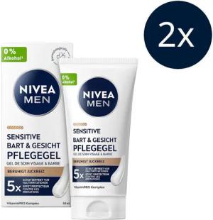 Nivea Men After Shave Lotion NIVEA MEN Sensitive Bart & Gesichtspflege Gel 2x 50ml Set, 2-tlg., 2 x 50ml
