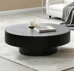 NJLyuhome Couchtisch Beistelltisch Runder Kaffetisch mit Massivholz-Rahmen, 80x35cm (1-St)