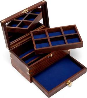 NKlaus Aufbewahrungsbox Maritim Schmuck Schatulle 22x14x12cm aus Holz und Messing mit Spiegel