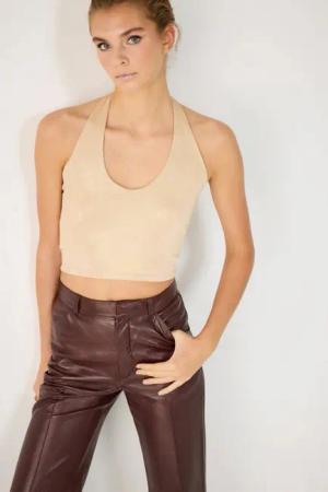 No Matter What Blusentop Glitzerndes Neckholder-Crop-Top