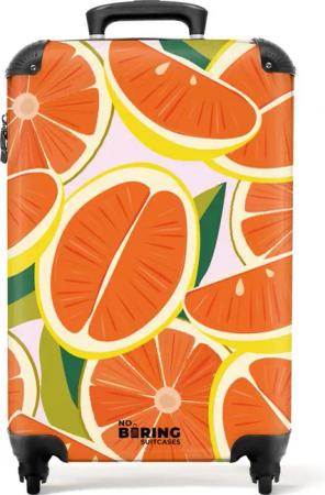 NoBoringSuitcases.com© Hartschalen-Trolley Rosa mit Orangen 55x35x20cm, 4 Rollen, Handgepäck Koffer & Trolleys, Luggage, Reisekoffer Frauen