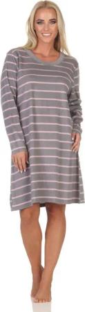 Normann Nachthemd Normann Damen Fleece langarm Nachthemd Sleepshirt in edler Optik