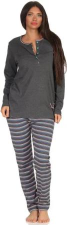 Normann Pyjama Damen Pyjama Kuschelinterlock mit süssen Faultier Tiermotiv