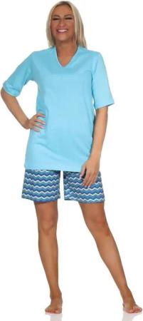 Normann Pyjama Damen Shorty Pyjama kurz mit gemusterten Shorts in strahlenden Farben
