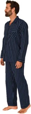 Normann Pyjama Gewebter Herren Pyjama, durchknöpfbarer Schlafanzug mit Streifen