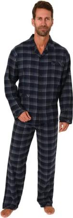 Normann Pyjama Herren Flanell Schlafanzug langarm zum durchknöpfen - 291 15 536