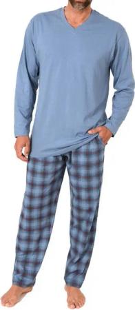 Normann Pyjama Normann Herren Schlafanzug lang mit Karo Hose - auch in Übergröße
