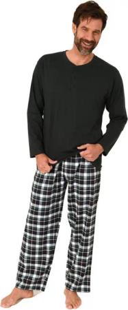 Normann Pyjama Normann Herren Schlafanzug lang, Pyjama mit karierter Flanell-Hose