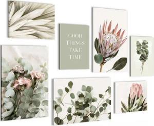 Novart Wandbild Boho Style Strand Meer Natur Wohnzimmer Schlafzimmer Boho 100x70cm, Blätter 147x104