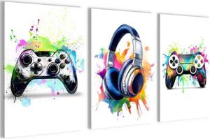 Novart Wandbild Wandbilder Gamer Spielkonsole Jugendzimmer Kinderzimmer, Weiß