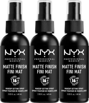 NYX Fixierspray NYX Professional Makeup Make Up Setting Spray 3er Set, Fixiert Flüssig- und Puder-Make-up perfekt, mattiert, vegan.
