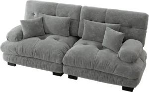 Odikalo 2-Sitzer Schlafsofa Polstersofa Ecksofa, Cloud Ecksofa für Wohnzimmer, Chenille Doppelsofa mit 2 Lendenkissen und 2 Dekokissen, Massivholzrahmen, Chenille, Polstermöbel