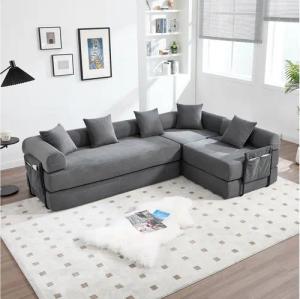 Odikalo Ecksofa 4-Sitzer Modulares Sofa mit Schlaffunktion merhfarbig, Gemütliches Familiensofa mit Stauraum & modularer Funktion – vakuumverpackt für mühelose Montage, frei kombinierbare Module und haustierfreundlich. Perfekt für entspannte Momente