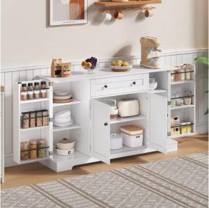 OKWISH Sideboard Küchenbuffet,Kommode (Multifunktionales Küchenbuffet 138 cm Sideboard mit Schublade, verstellbaren Einlegeböden, Kippschutz – Modernes Design für Küche, Wohnzimmer & Schlafzimmer, praktischer Stauraum), mit Kippschutz, mit Schublade