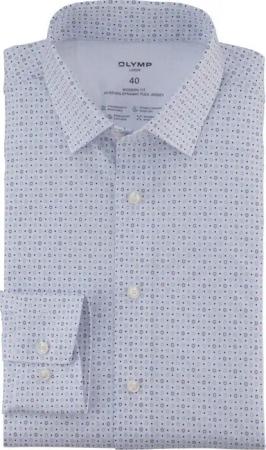 OLYMP Businesshemd 24/7 - Luxor modern fit - Jersey mit Blüten-Minimal-Dessin