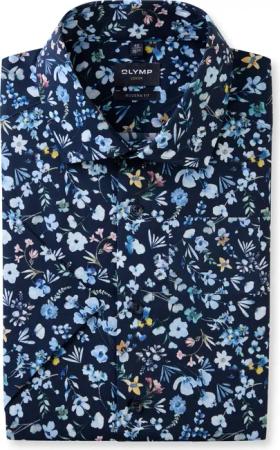 OLYMP Luxor, bügelfreies Business Hemd, modern fit, Blau, Kurzarm, Kent, 42