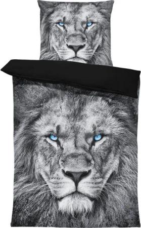 One Home Bettwäsche Graubart, Mikrofaser, 2 teilig, Löwen Motiv