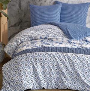 One Home Bettwäsche Retro Paisley, Renforcé, 4 teilig, Baumwolle, Blumen und gestreift, Normalgröße