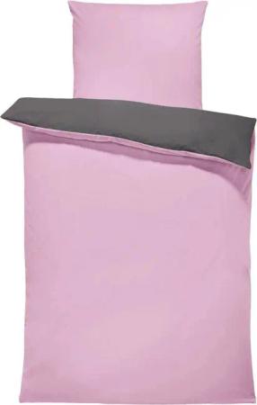 One Home Wendebettwäsche Doubleface, Mikrofaser, 2 teilig, rosa / anthrazit, Normalgröße
