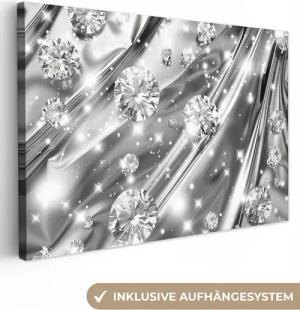 OneMillionCanvasses® Leinwandbild Abstrakt - Diamant - Luxus - Modern - Silber, Fotodruck (1 St), Leinwand Bilder Klein, Wand Dekoration Aesthetic 30x20 cm