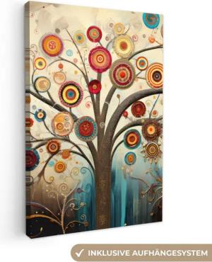 OneMillionCanvasses® Leinwandbild Baum - Abstrakt - Farbe - Lebensbaum - böhmisch, Fotodruck (1 St), Leinwand Canvas Wandbild, Wanddekoration 20x30 cm