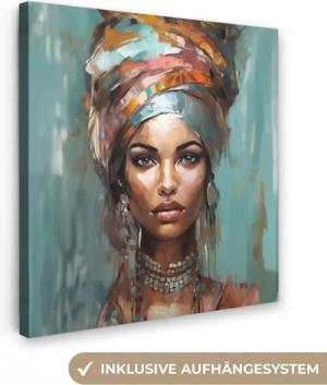 OneMillionCanvasses® Leinwandbild Frau - Kunst - Schmuck - Porträt, Fotodruck (1 St), Wandbild, Deko Schlafzimmer Wohnzimmer Flur 20x20 cm