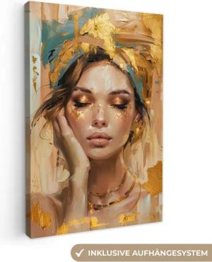 OneMillionCanvasses® Leinwandbild Frauen - Porträt - Luxus - Gold, Fotodruck (1 St), Leinwand Canvas Wandbild, Wanddekoration 20x30 cm