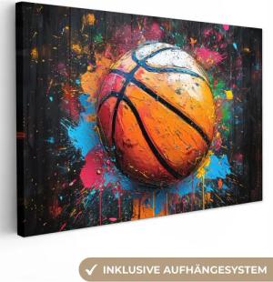 OneMillionCanvasses® Leinwandbild Graffiti - Basketball - Farbe - Sport - Straßenkunst, Fotodruck (1 St), Leinwand Bilder Klein, Wand Dekoration Aesthetic 30x20 cm