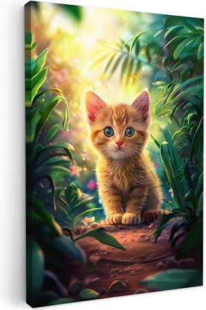 OneMillionCanvasses® Leinwandbild Katze - Tier - Natur, Fotodruck (1 St), Kinderzimmer Deko, Mädchen und Jungen Bilder 20x30 cm
