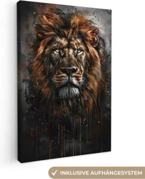 OneMillionCanvasses® Leinwandbild Löwe - Tiere - Porträt - Schwarz - Luxus, Fotodruck (1 St), Leinwand Canvas Wandbild, Wanddekoration 20x30 cm