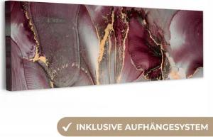 OneMillionCanvasses® Leinwandbild Panorama Gold - Marmor - Lila, Fotodruck (1 St), Wandbild, Deko Schlafzimmer Wohnzimmer Flur 60x20 cm