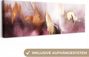 OneMillionCanvasses® Leinwandbild Panorama Lila - Abstrakt - Farbe - Gold, Fotodruck (1 St), Wandbild, Deko Schlafzimmer Wohnzimmer Flur 60x20 cm
