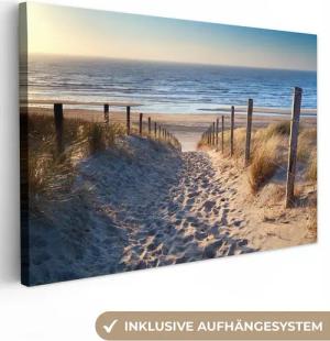 OneMillionCanvasses® Leinwandbild Sand - Strand - Düne - Meer - Sommer, Fotodruck (1 St), Leinwand Bilder Klein, Wand Dekoration Aesthetic 30x20 cm