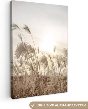 OneMillionCanvasses® Leinwandbild Schilf - Stilleben - Himmel, Fotodruck (1 St), Leinwand Canvas Wandbild, Wanddekoration 20x30 cm