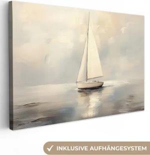 OneMillionCanvasses® Leinwandbild Segelschiff - Meer - Bewölkt, Fotodruck (1 St), Leinwand Bilder Klein, Wand Dekoration Aesthetic 30x20 cm