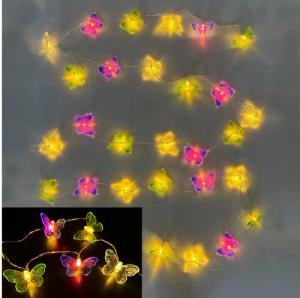 Online-Fuchs LED-Lichterkette mit 30 Schmetterlingen und Timer - für innen und außen - Outdoor, Batteriebetrieben - Deko für Garten, Balkon, Terrasse
